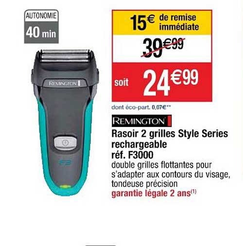 rasoir 2 grilles style series rechargeable remington