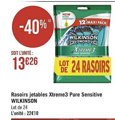 Rasoirs Jetables Xtreme3 Pure Sensitive Wilkinson