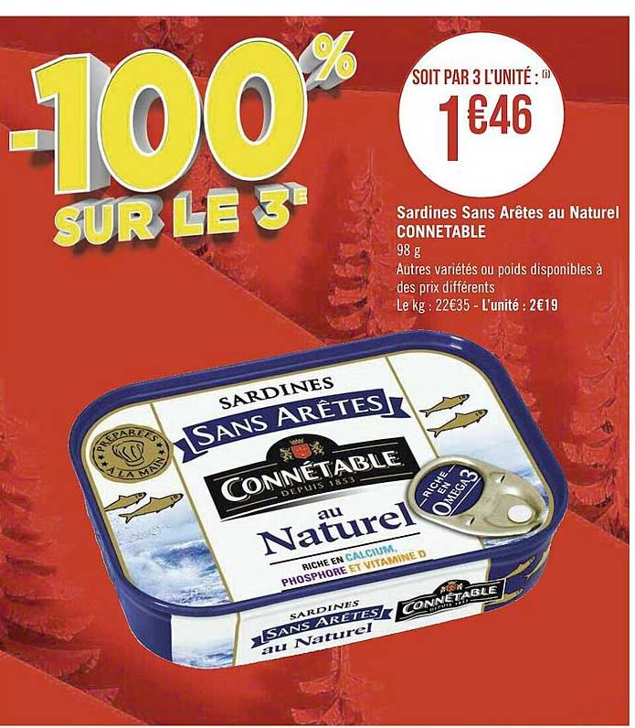 sardines sans arêtes au naturel connétable