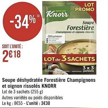 Soupe Déshydratée Forestière Champignons Et Oignon Rissolés Knorr