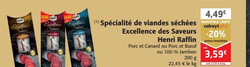 spécialité de viandes séchées excellence des saveurs henri raffin