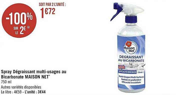 spray dégraissant multi-usages au bicarbonate maison net