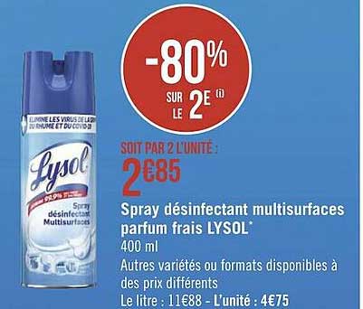 spray désinfectant multisurfaces parfum frais lysol