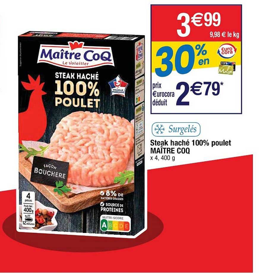 steak haché 100% poulet maître coq