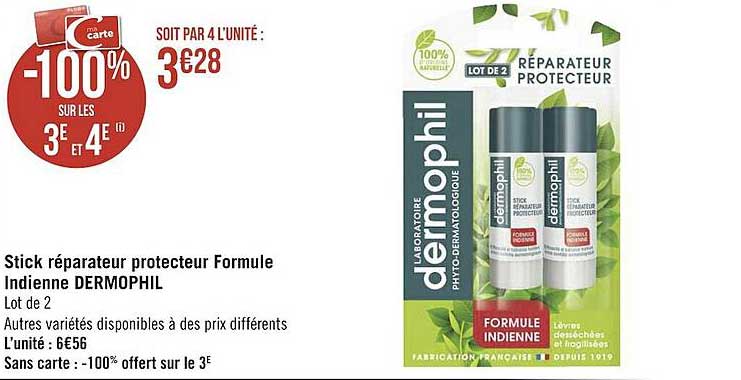 stick réparateur protecteur formule indienne dermophil