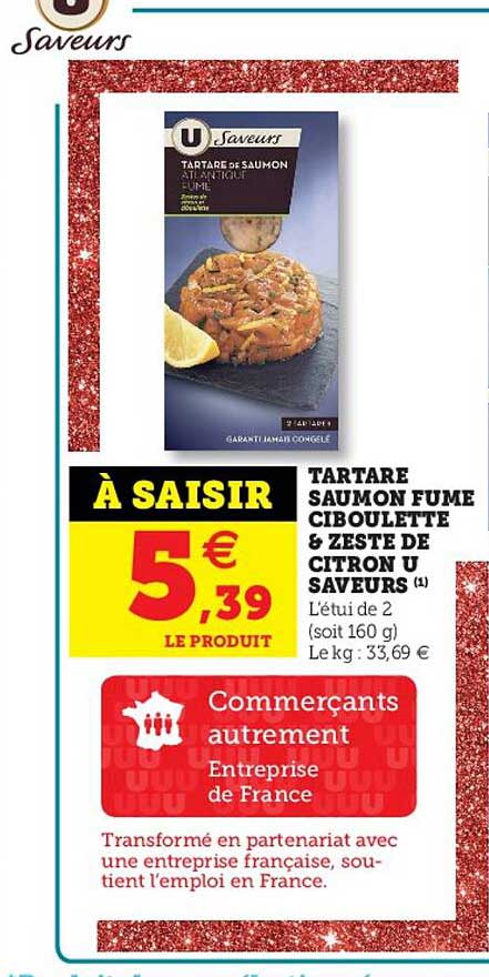 tartare saumon fumé ciboulette & zeste de citron u saveurs