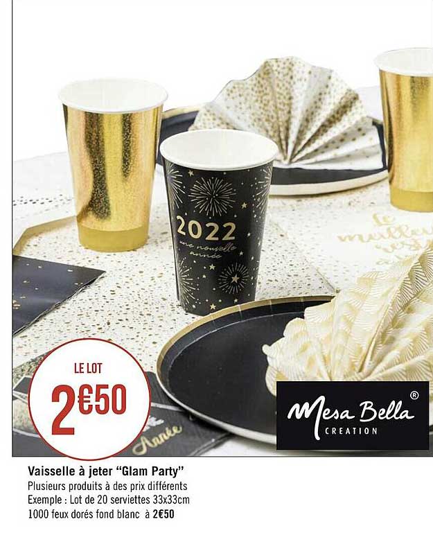 vaisselle à jeter "glam party"