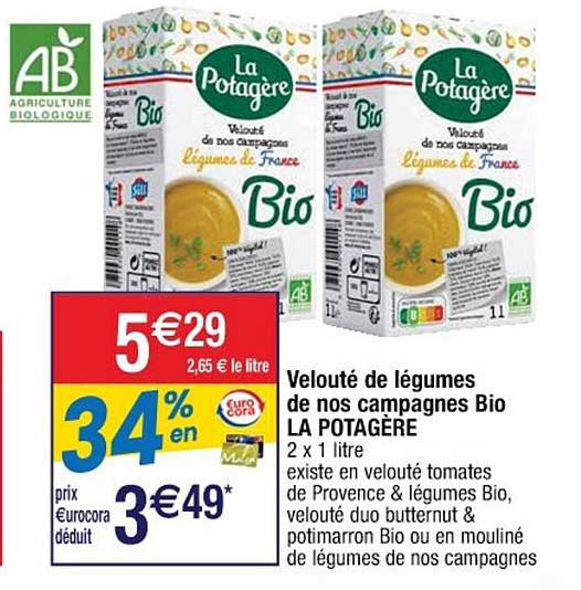 velouté de légumes de nos campagnes bio la potagère
