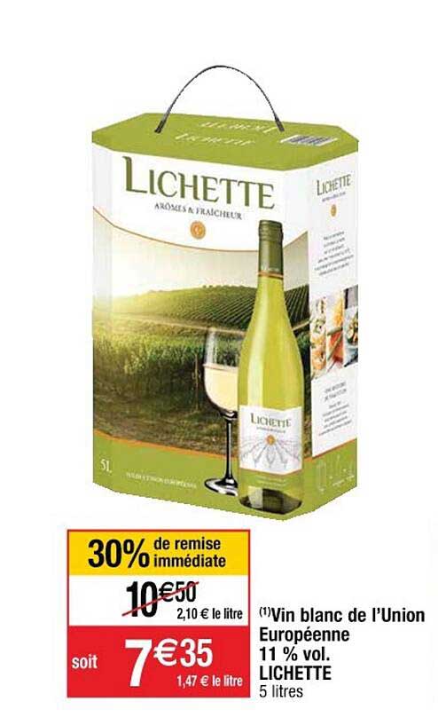 vin blanc de l'union européenne 11% vol. lichette