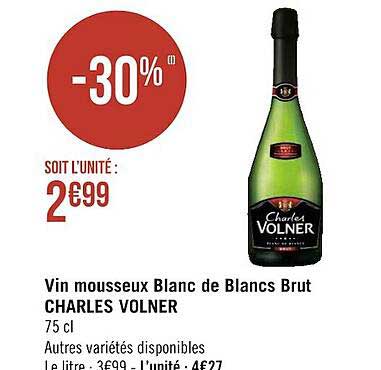 vin mousseux blanc de blancs brut charles volner