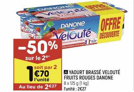 Yaourt Brassé Velouté Fruits Rouges Danone
