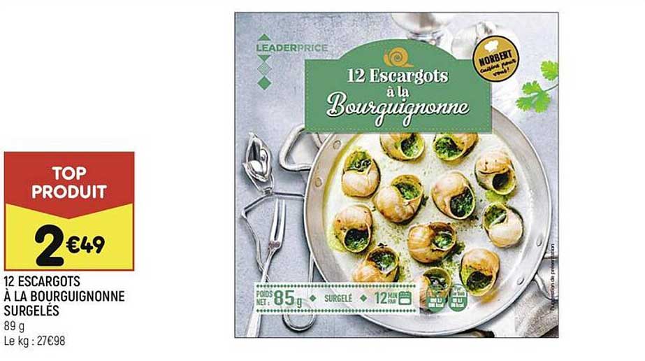 12 escargots  à la bourguignonne surgelés