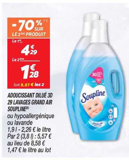 adoucissant dilué 3d 29 lavages grand air soupline