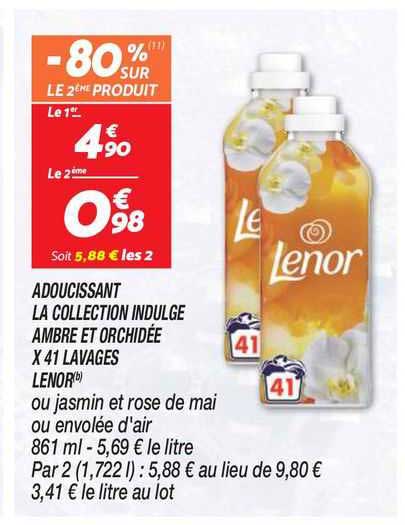 adoucissant la collection indulge ambre et orchidée x 41 lavages lenor
