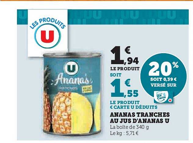 Ananas Tranchés Au Jus D'ananas U