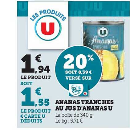 ananas tranches au jus d'ananas u
