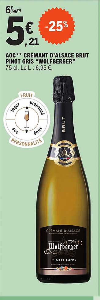 aoc crémant d'alsace brut pinot gris "wolfberger"