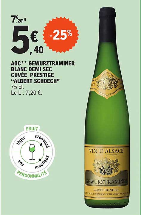 aoc gewurztraminer blanc demi sec cuvée prestige "albert schoech"