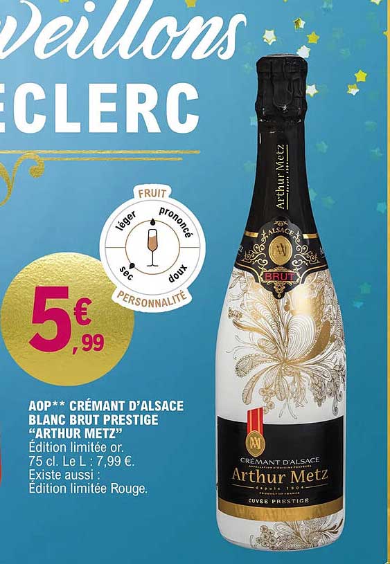 aop*** crémant d'alsace blanc brut prestige "arthur metz"
