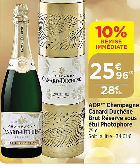 aop champagne canard duchêne brut réserve sous étui photophore