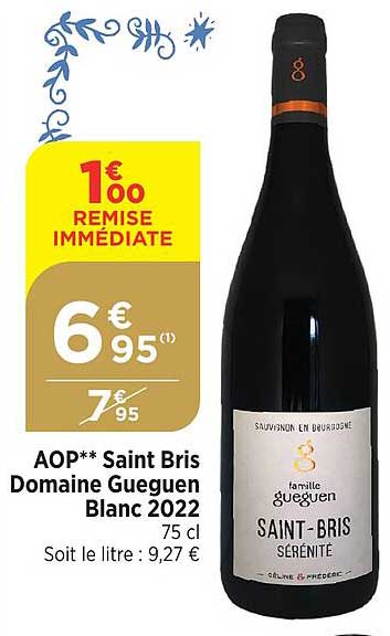 aop saint bris domaine gueguen blanc 2022