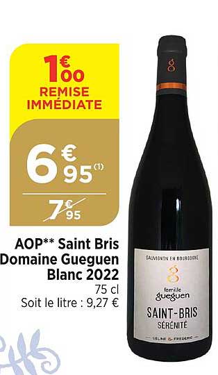 aop saint bris domaine gueguen blanc 2022