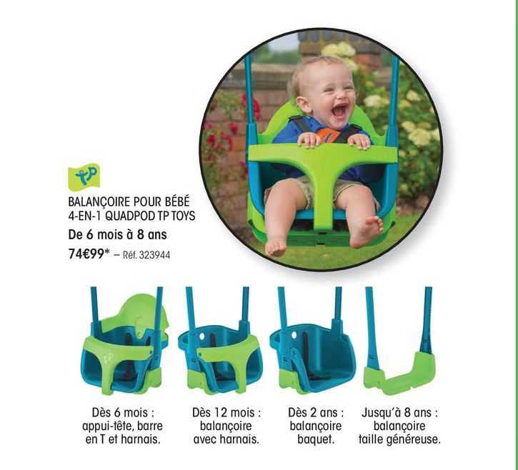 balançoire pour bébé 4-en-1 quadpop tp toys