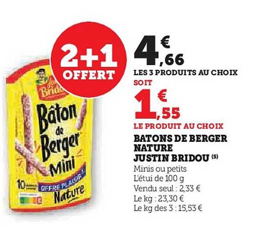 Batons De Berger Nature Justin Bridou