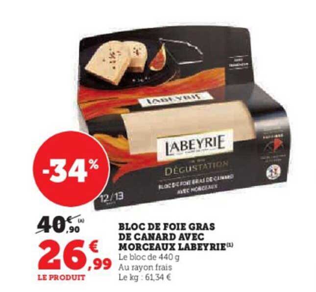 Bloc De Foie Gras De Canard Avec Morceaux Labeyrie