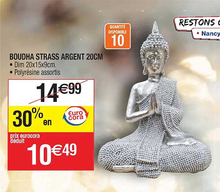 boudha strass argent 20cm