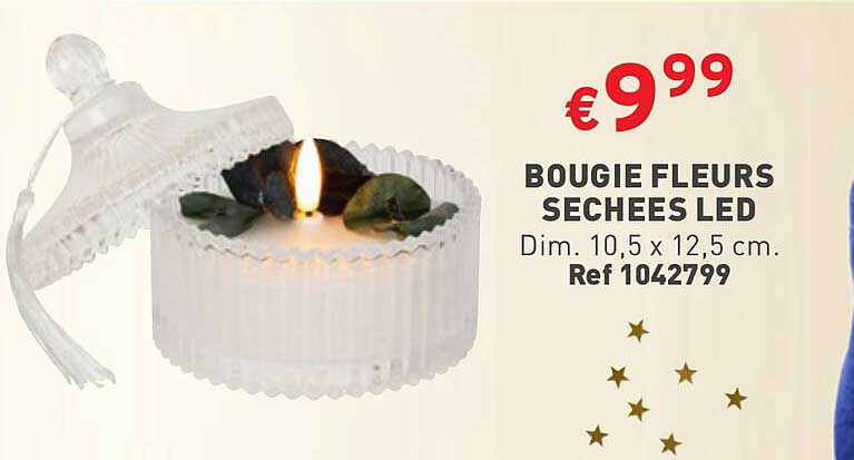 Bougie Fleurs Sechées Led