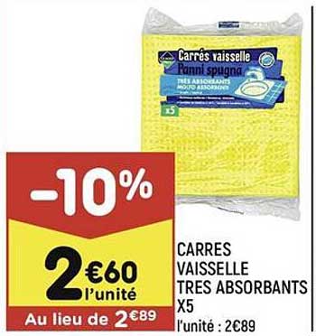 carres vaisselle tres absorbants x5