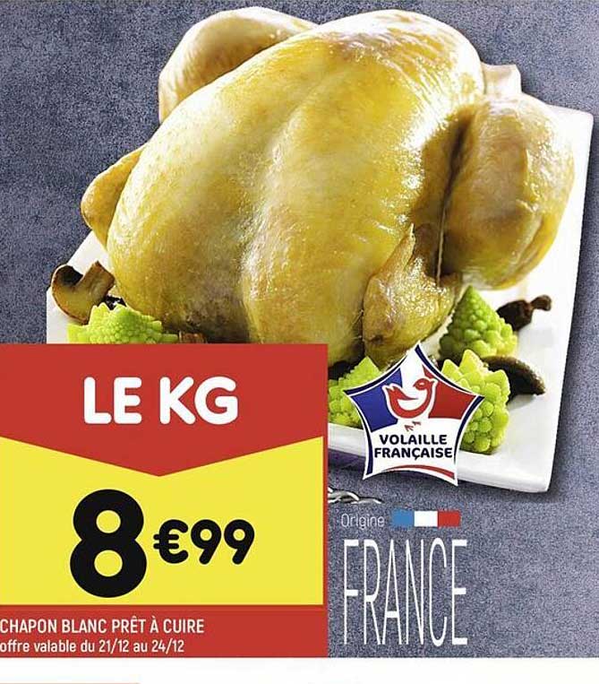 chapon blanc prêt à cuire