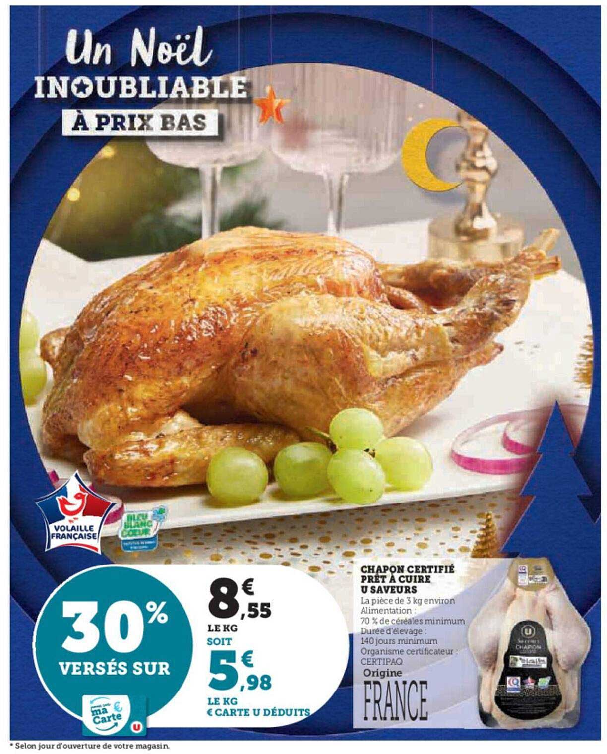 chapon certifié prêt à cuire u saveurs