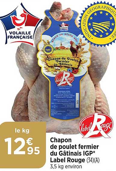 chapon de poulet fermier du gâtinais igp label rouge