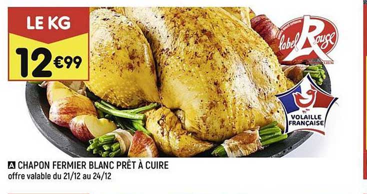 chapon fermier blanc prêt à cuire