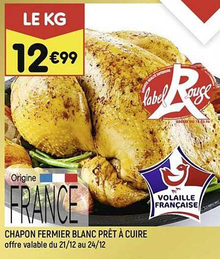 chapon fermier blanc prêt à cuire
