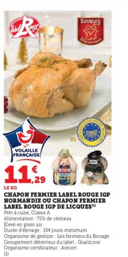 chapon fermier label rouge igp normandie ou chapon fermier label rouge igp de licques