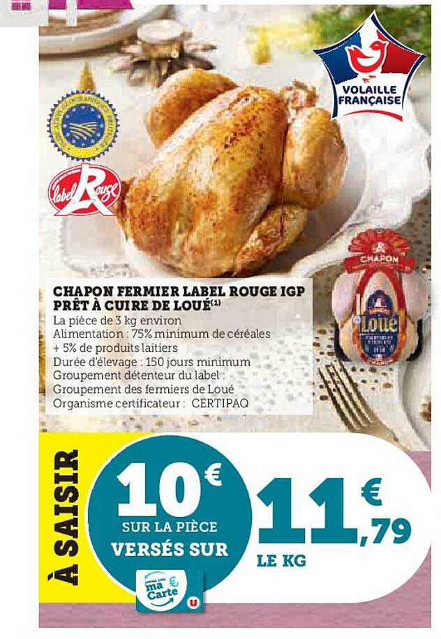 Chapon Fermier Label Rouge Igp Prêt à Cuire De Loué