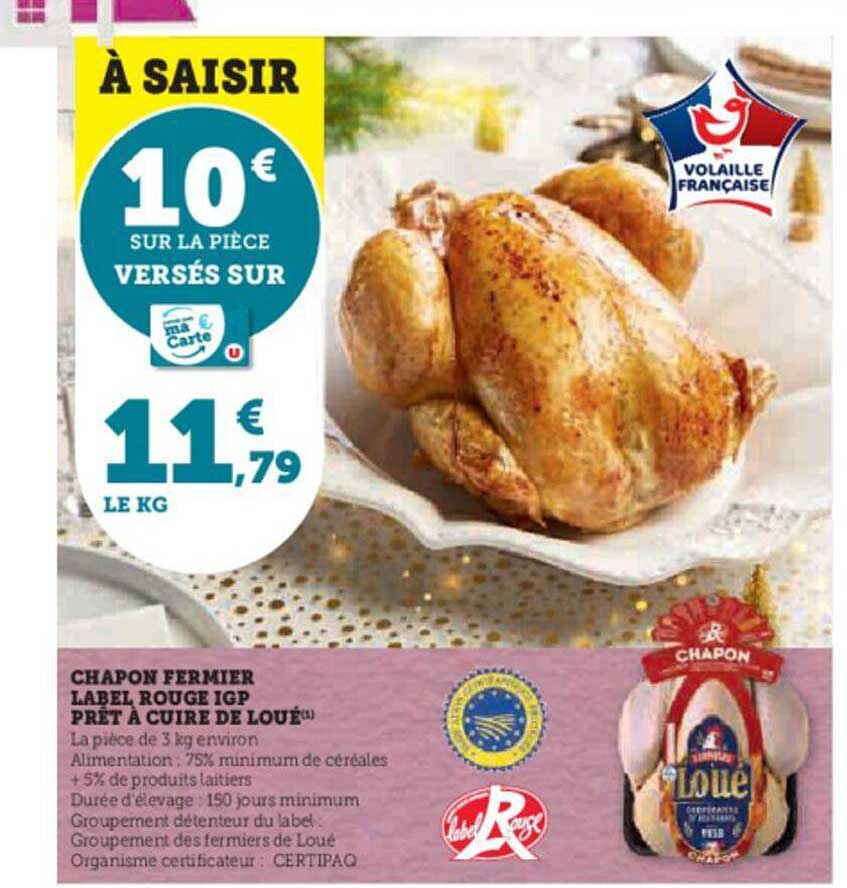 chapon fermier label rouge igp prêt à cuire de loué