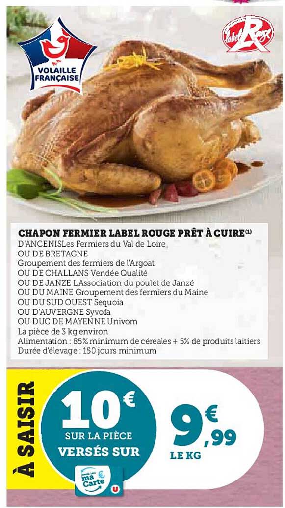 chapon fermier label rouge pret a cuire