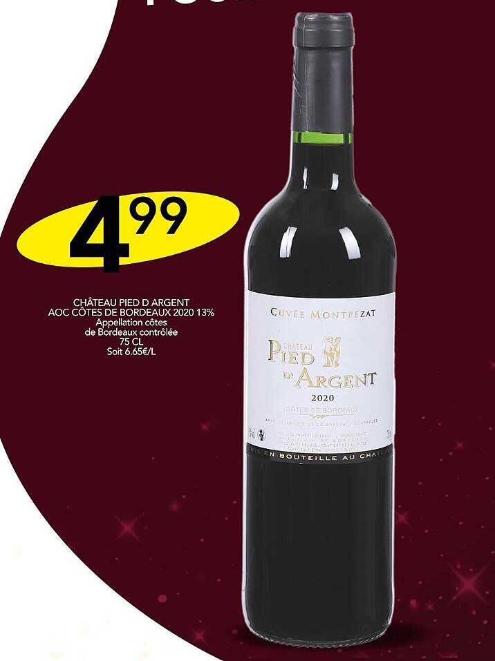 château pied d'argent aoc côtes de bordeaux 2020 13%