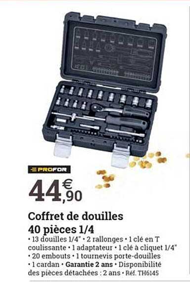 coffret de douilles 40 pièce 1 4 profor
