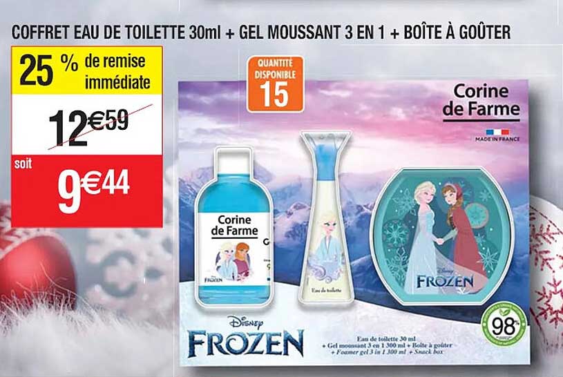 coffret eau de toilette 30ml + gel moussant 3 en 1 + boîte à goûter