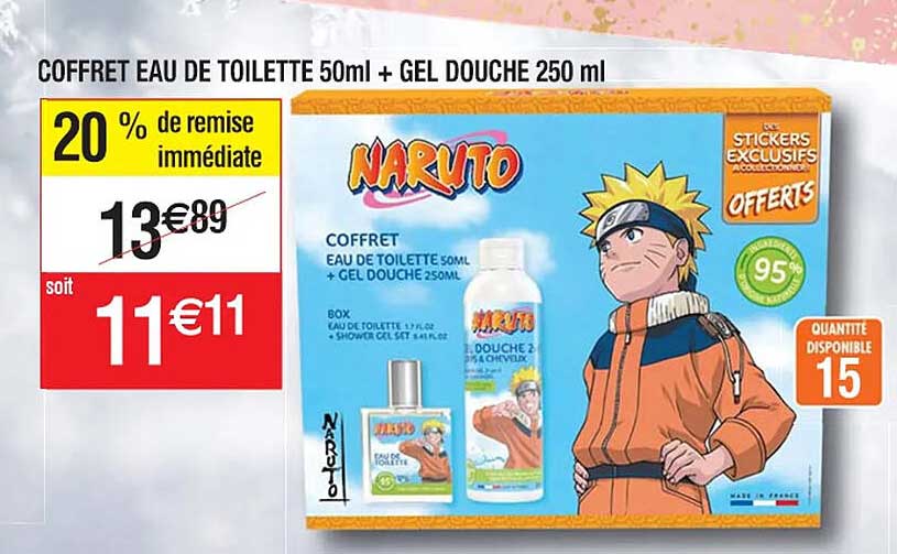 coffret  eau de toilette 50ml + gel douche 250 ml