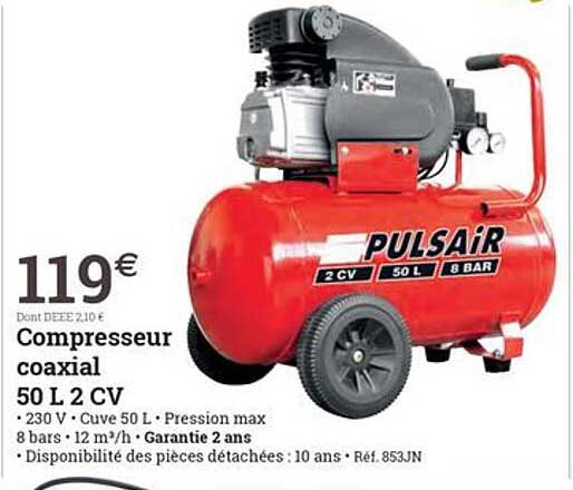 compresseur coaxial 50 l 2 cv pulsair