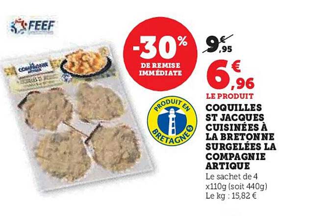 coquilles st jacques cuisinées à la bretonne surgelées la compagnie artique