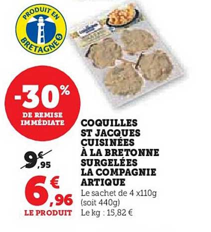 coquilles st jacques cuisinees a la bretonne surgelees la compagnie artique