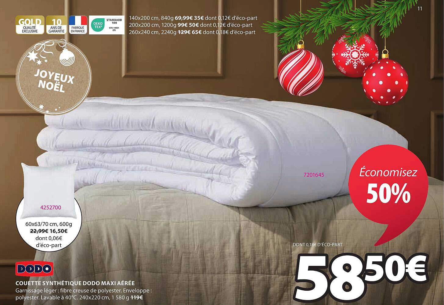 couettes synthétique dodo maxi aérée