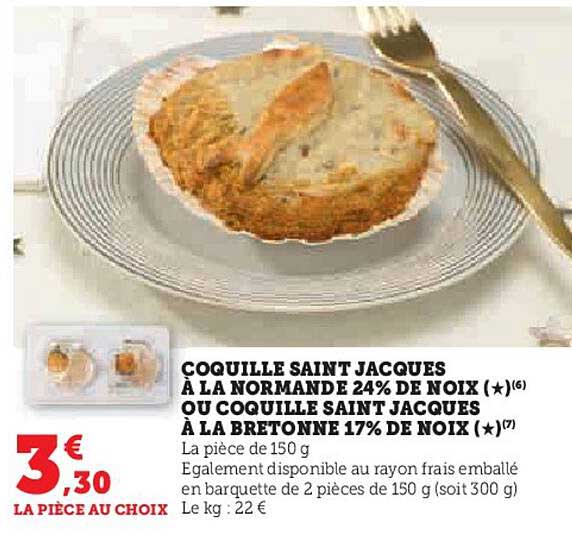 couquelle saint jacques a la normande 24% de noix